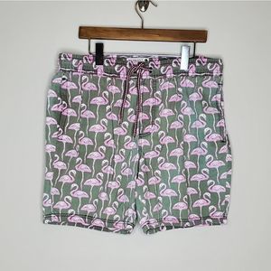 Retrofit Cotton Blend Shorts Flamingo Print Size Large